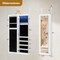 Costway Wall Door Mounted Mirrored Jewelry Cabinet Organizer Storage w/LED Light White